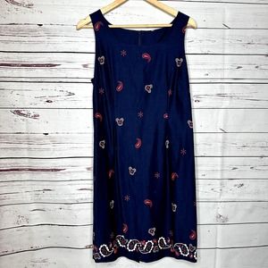 Disney | Navy Blue Bandana Mickey Print Knee Length Shift Dress Size Medium
